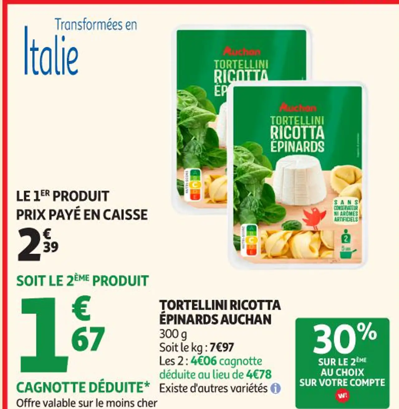 Tortellini Ricotta Épinards Auchan