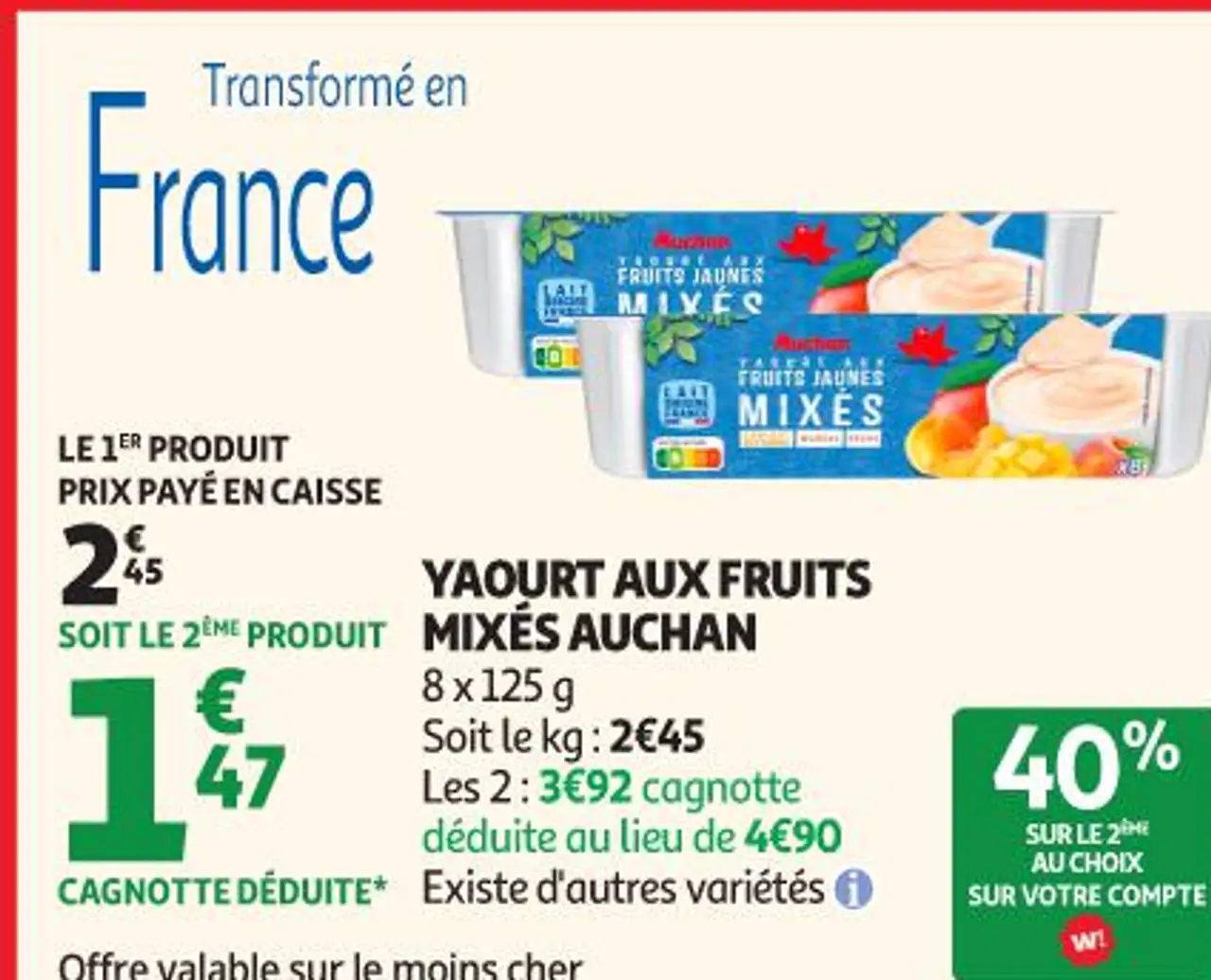 YAOURT AUX FRUITS MIXÉS AUCHAN