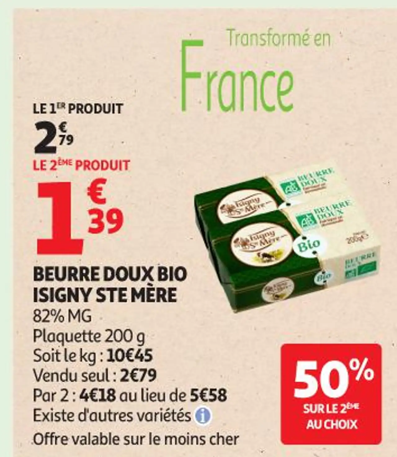 Beurre Doux Bio Isigny Ste Mère