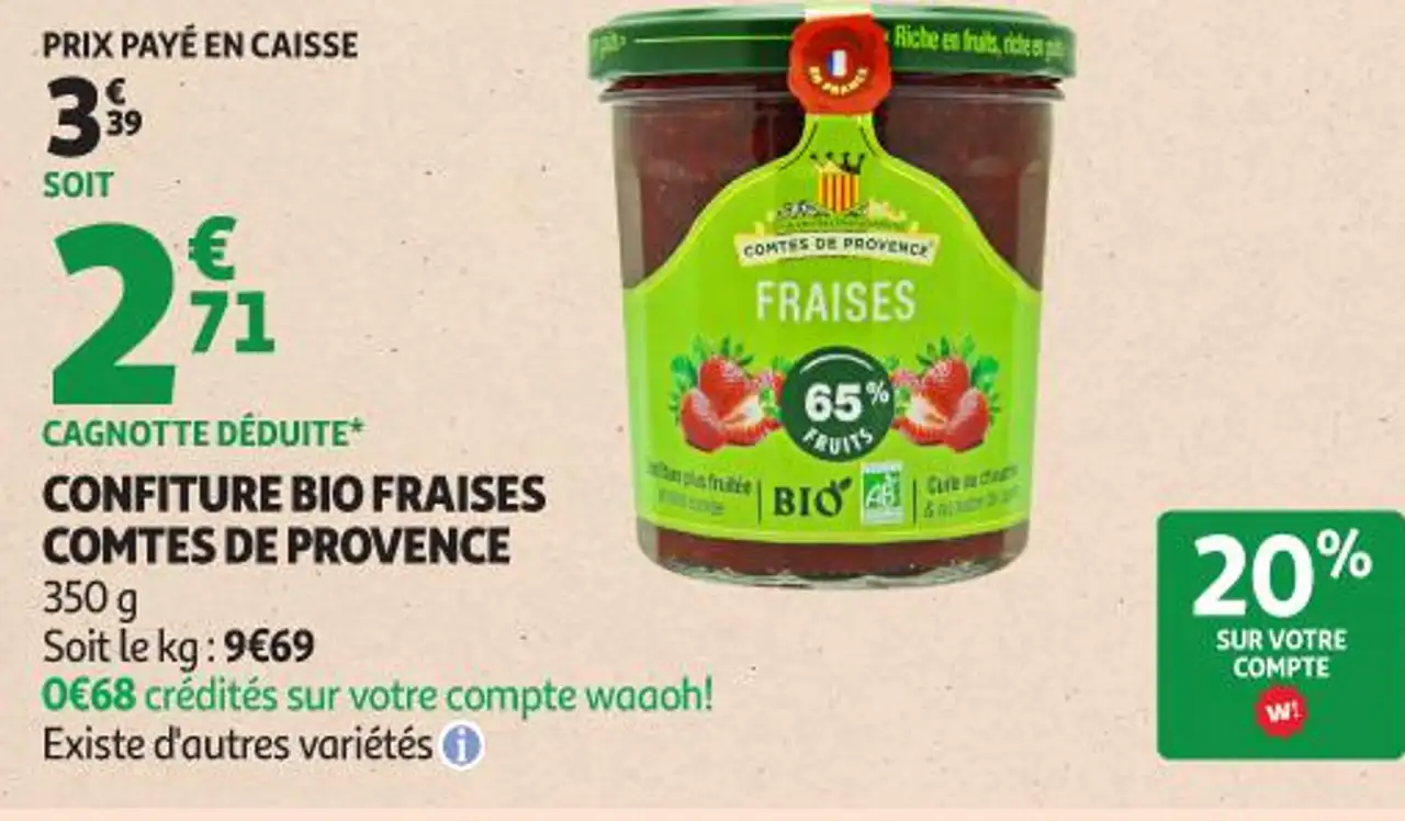 CONFITURE BIO FRAISES COMTES DE PROVENCE