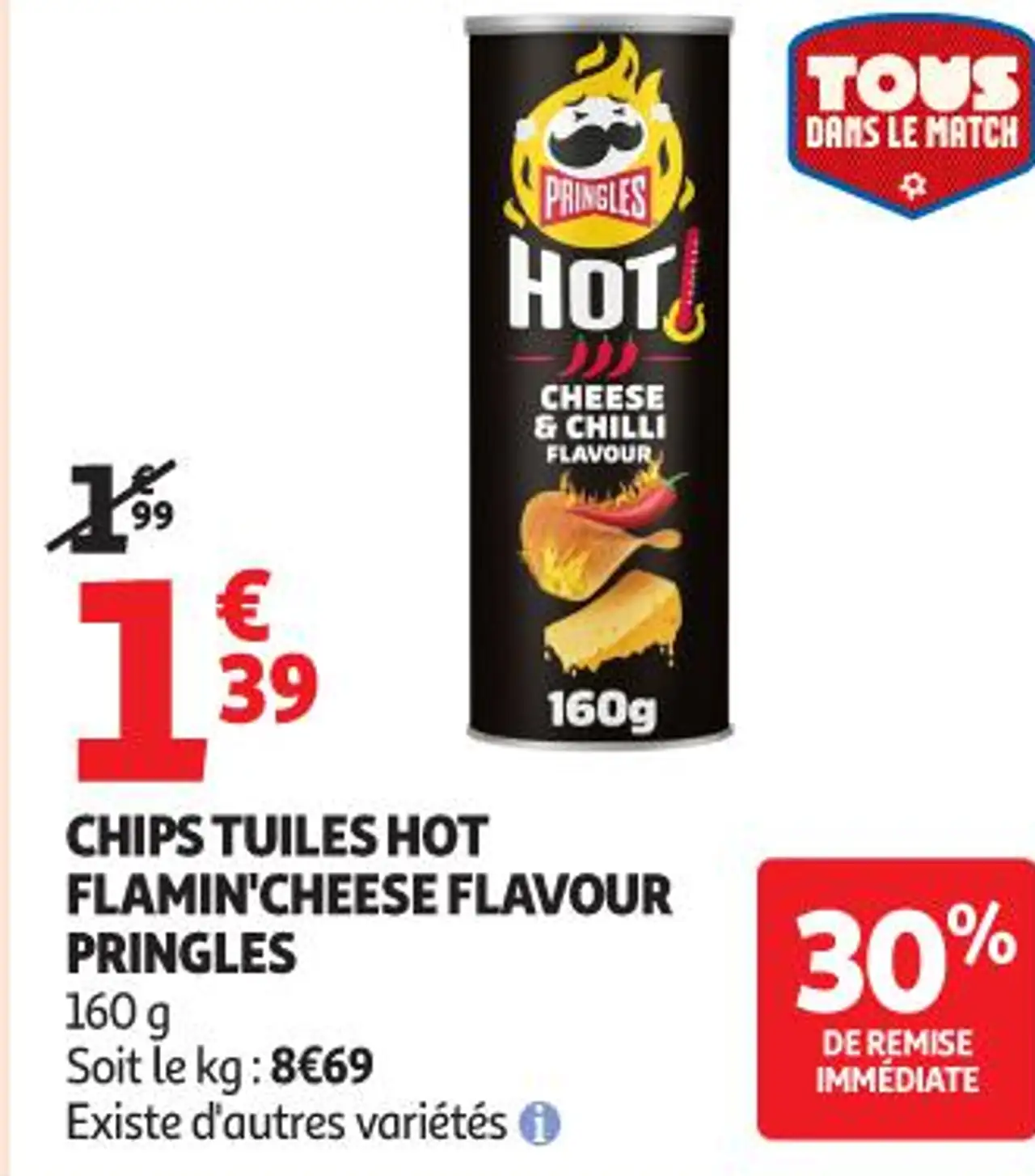Chips Tuiles Hot Flamin' Cheese flavour Pringles