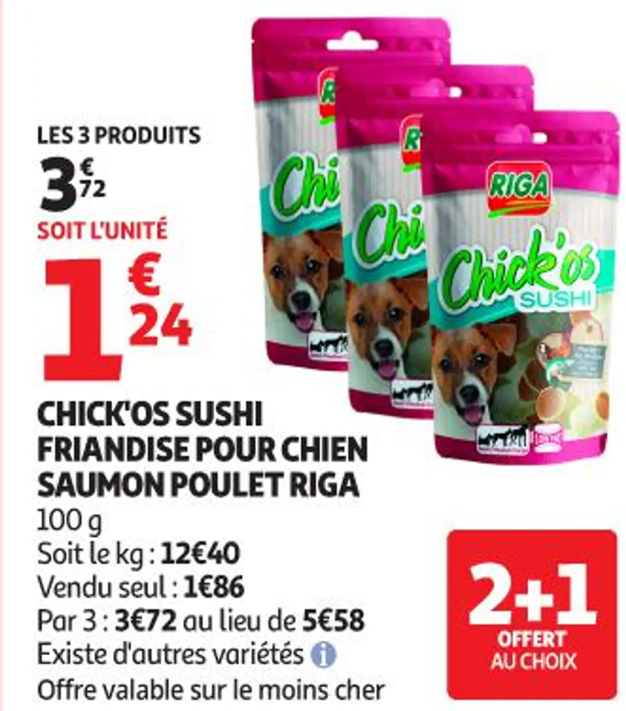 CHICK'OS SUSHI FRIANDISE POUR CHIEN SAUMON POULET RIGA