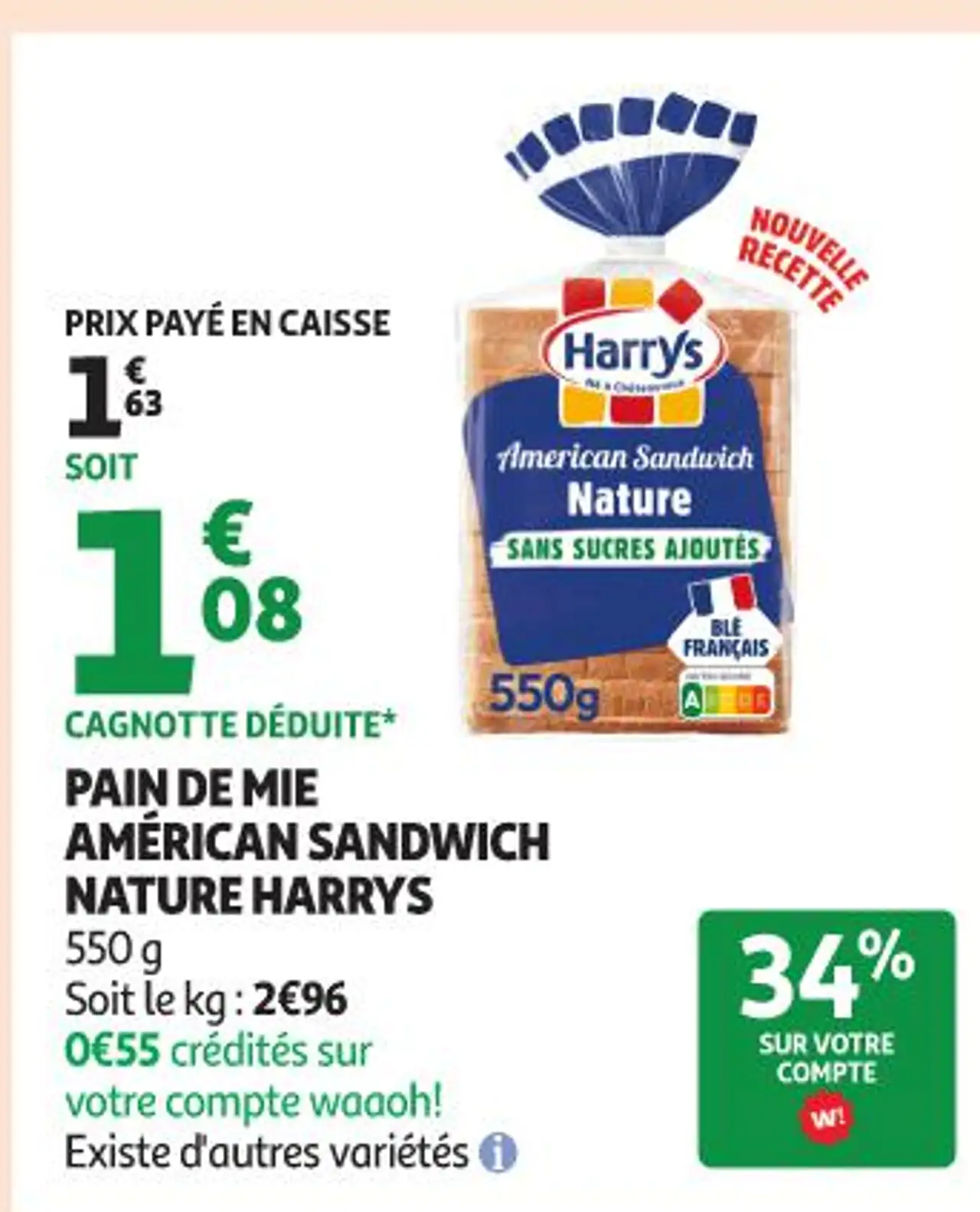 PAIN DE MIE AMÉRICAN SANDWICH NATURE HARRYS