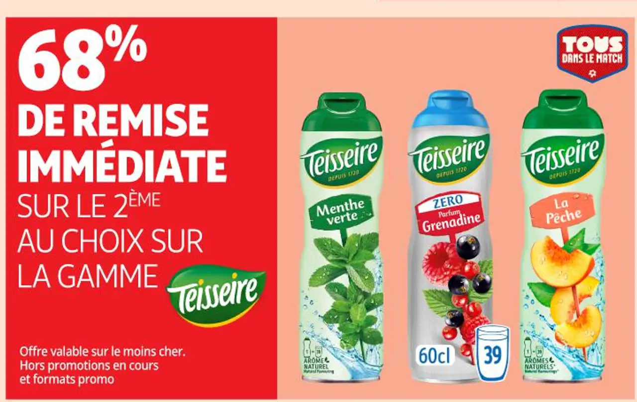 Teisseire Menthe verte / Grenadine / La Pêche