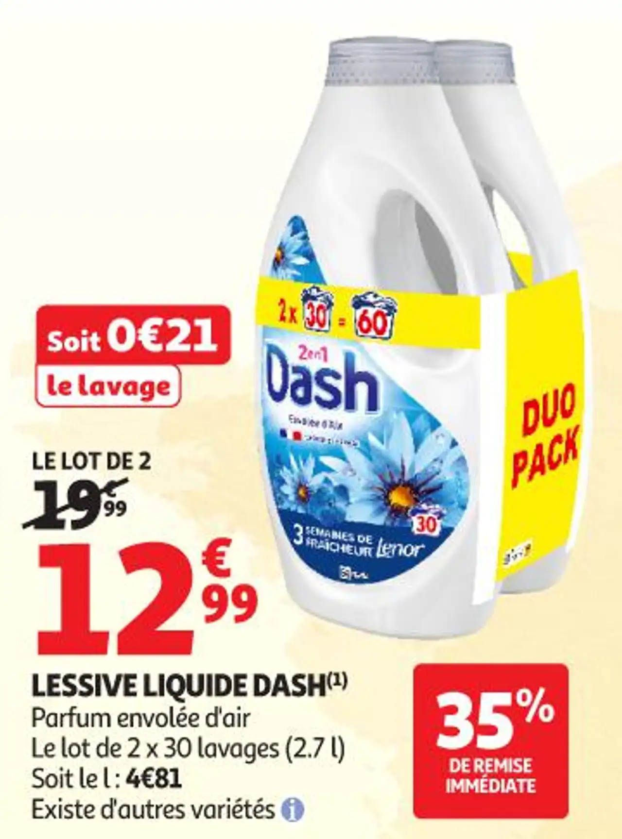 Lessive liquide Dash Parfum envolée d'air