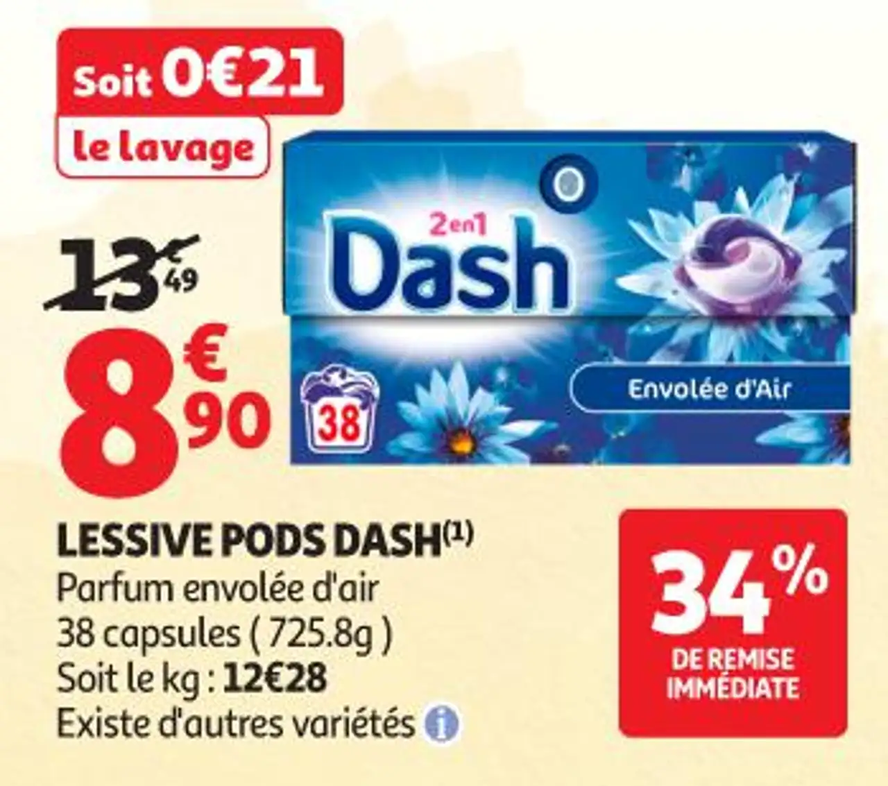 Lessive pods Dash Parfum envolée d'air
