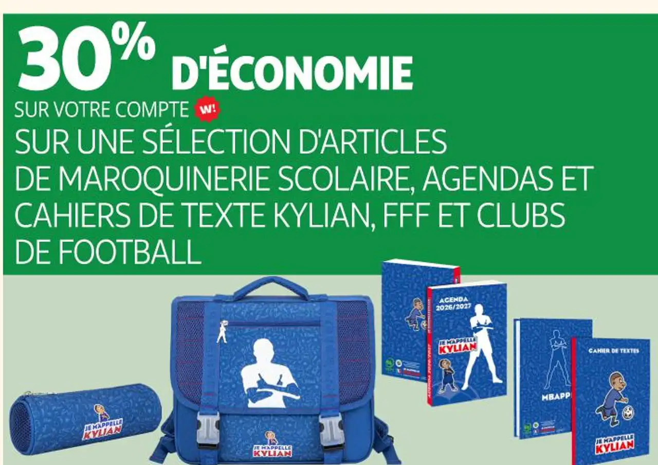 Maroquinerie scolaire, agendas et cahiers de texte Kylian, FFF et clubs de football