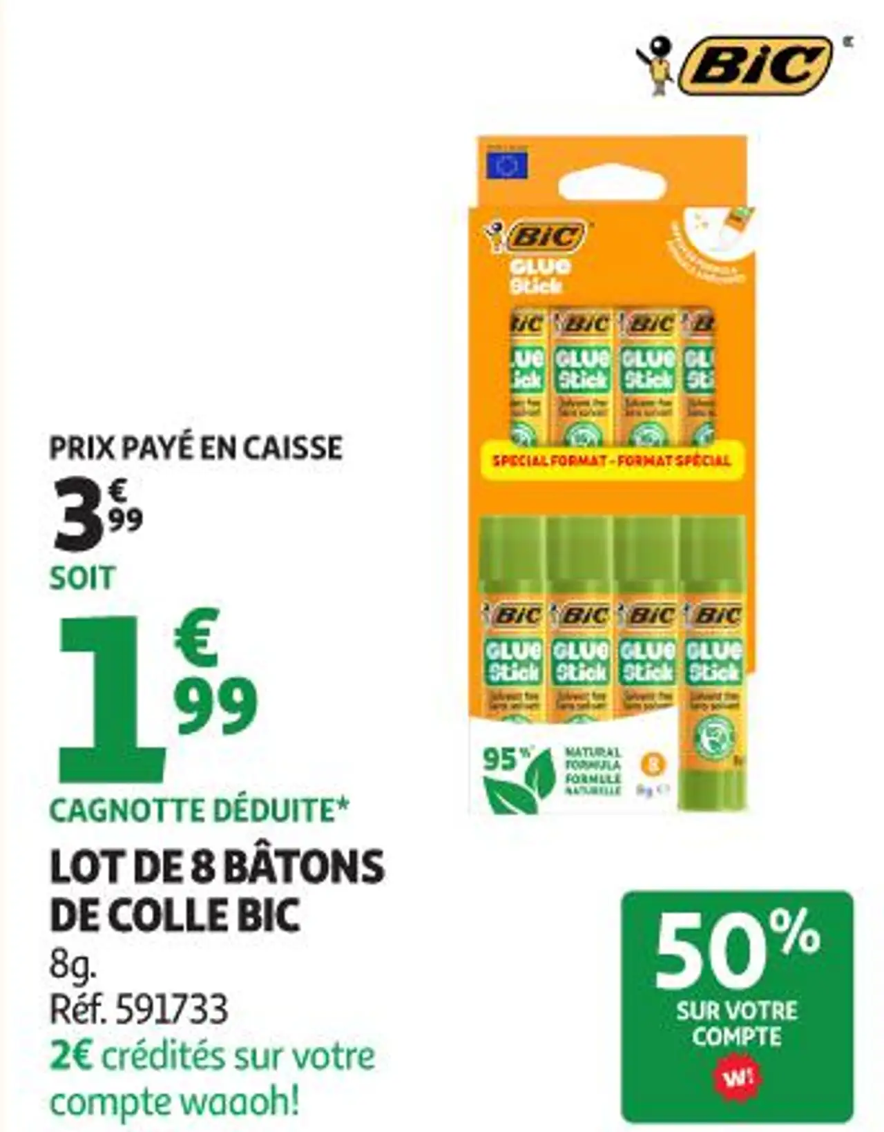 LOT DE 8 BÂTONS DE COLLE BIC