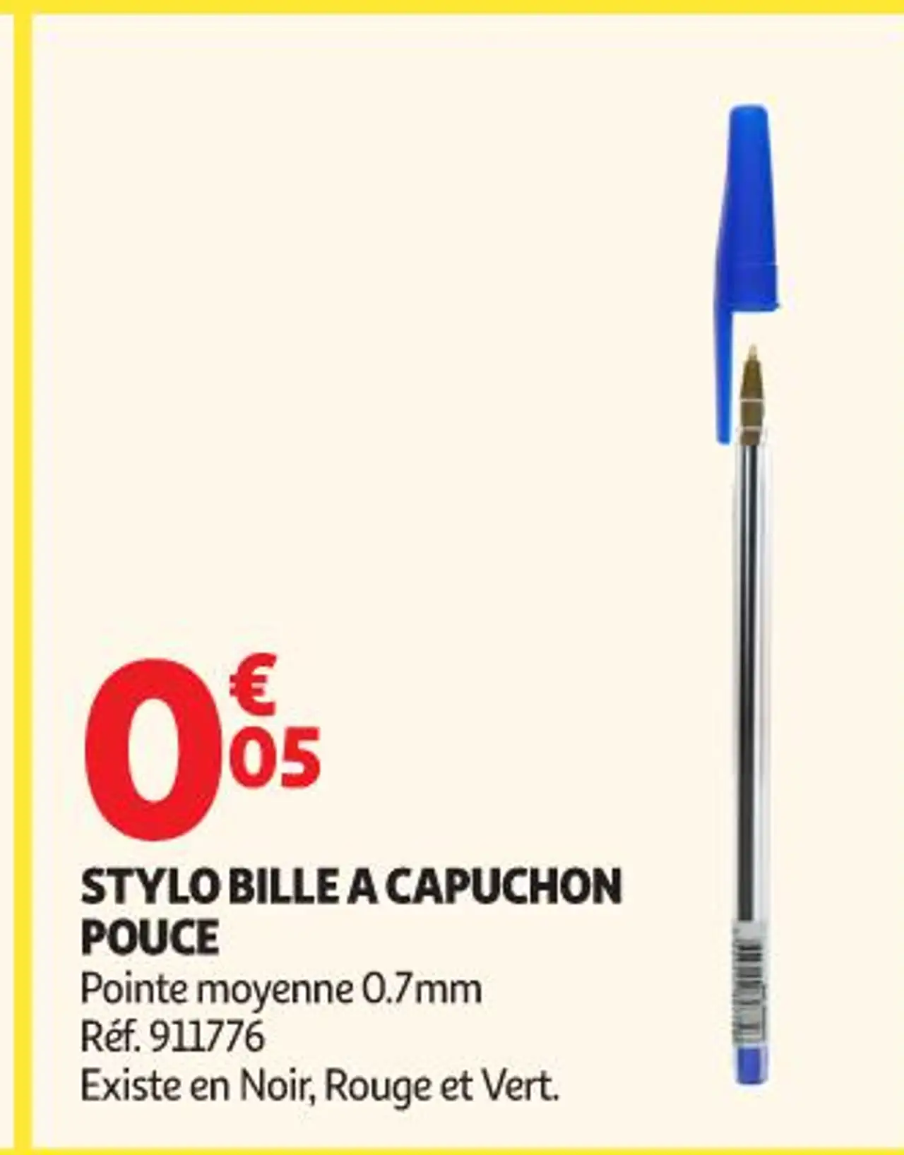 STYLO BILLE A CAPUCHON POUCE