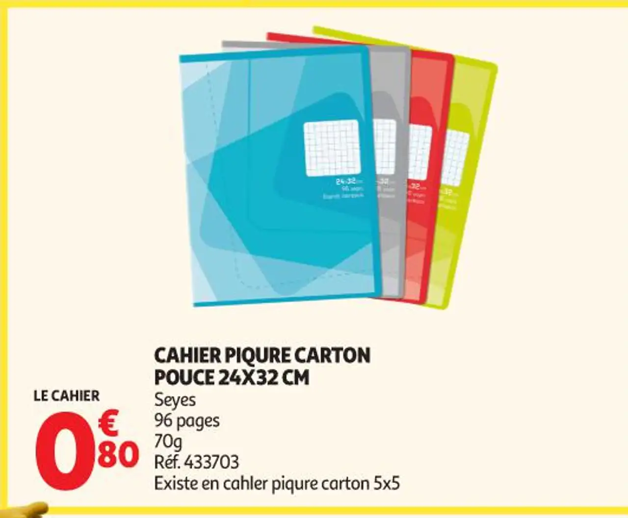 CAHIER PIQURE CARTON POUCE 24X32 CM