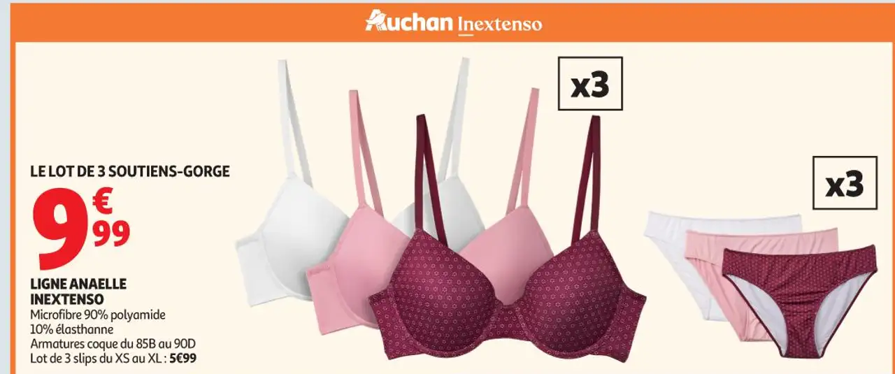 Le lot de 3 soutiens-gorge Ligne Anaelle Inextenso