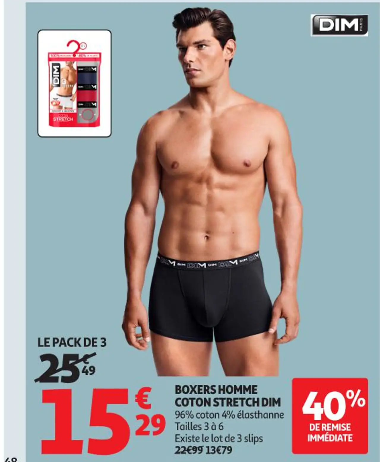 Boxers homme coton stretch Dim