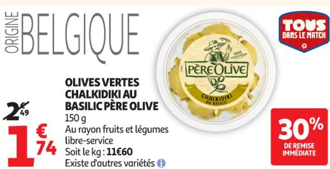 Olives vertes Chalkidiki au basilic Père Olive