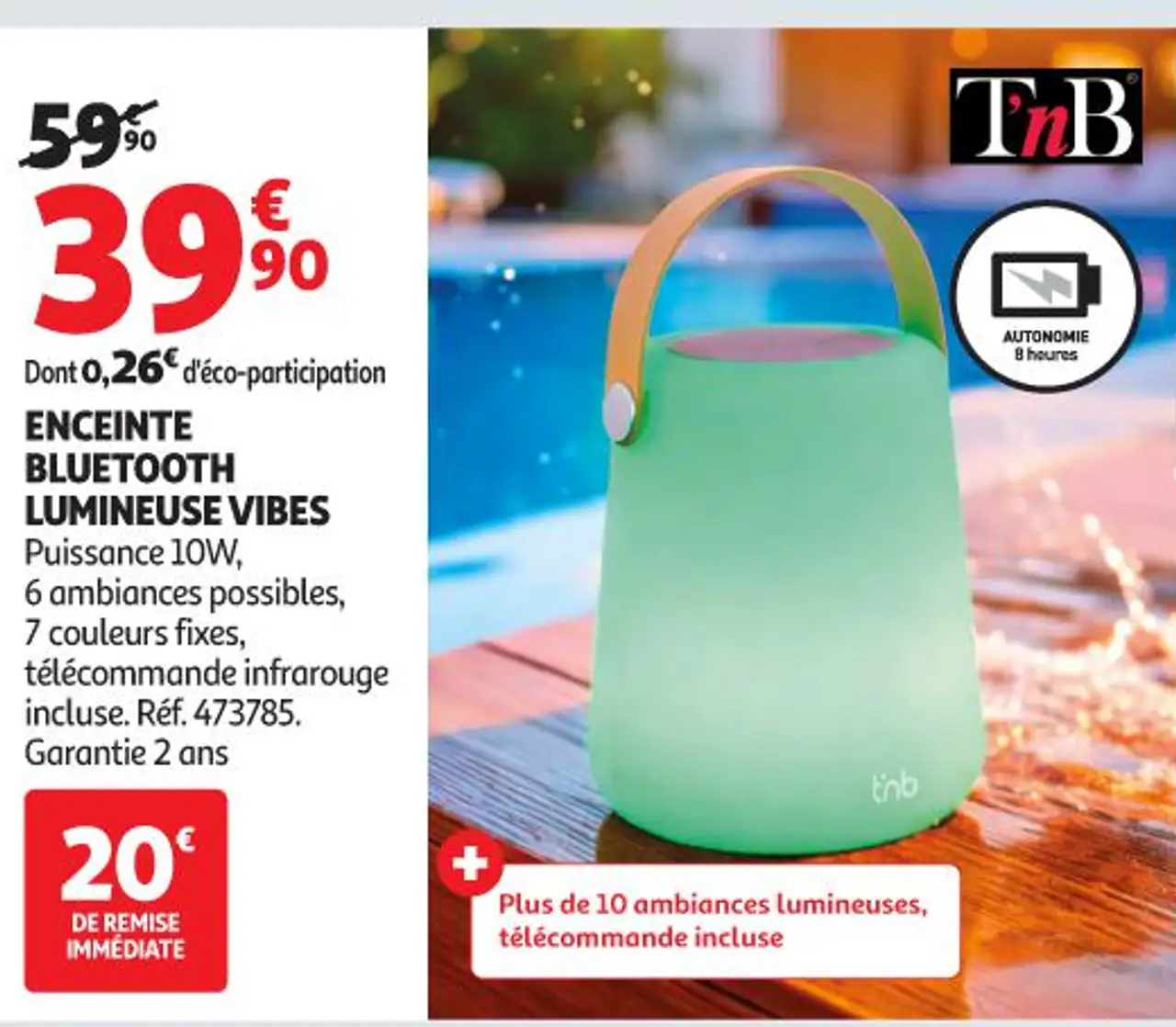 Enceinte Bluetooth Lumineuse Vibes T'nB