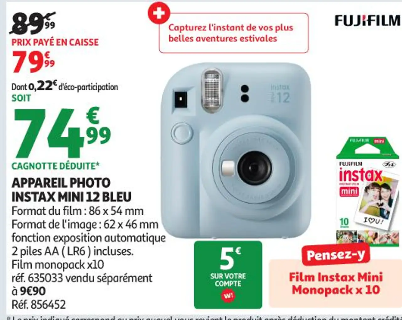 Appareil photo Instax Mini 12 Bleu Fujifilm