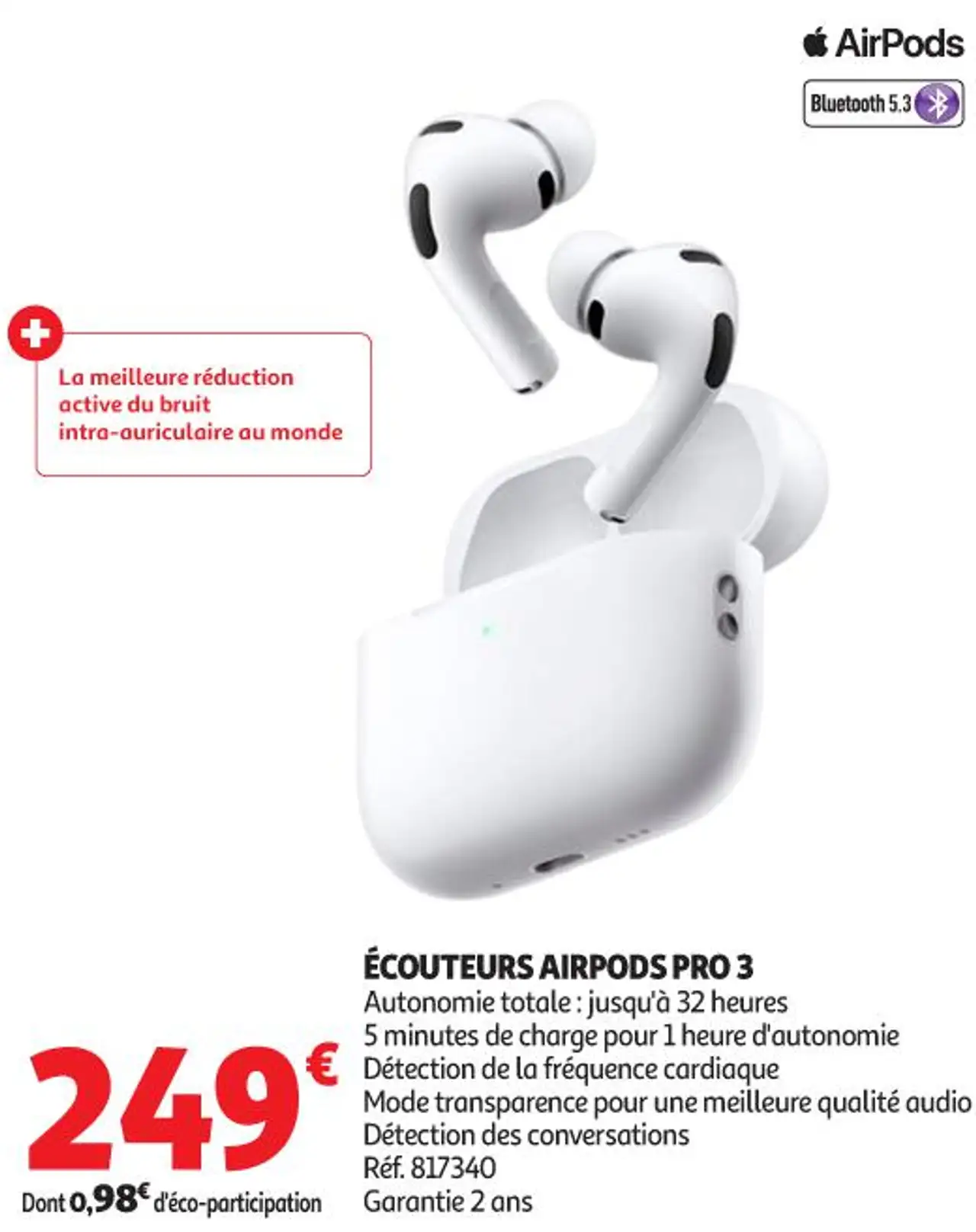 Apple Écouteurs AirPods Pro 3