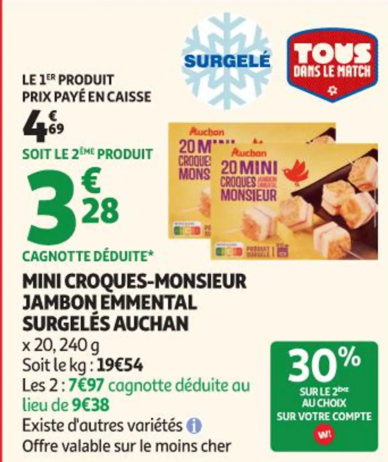 Mini Croques-Monsieur Jambon Emmental Surgelés Auchan