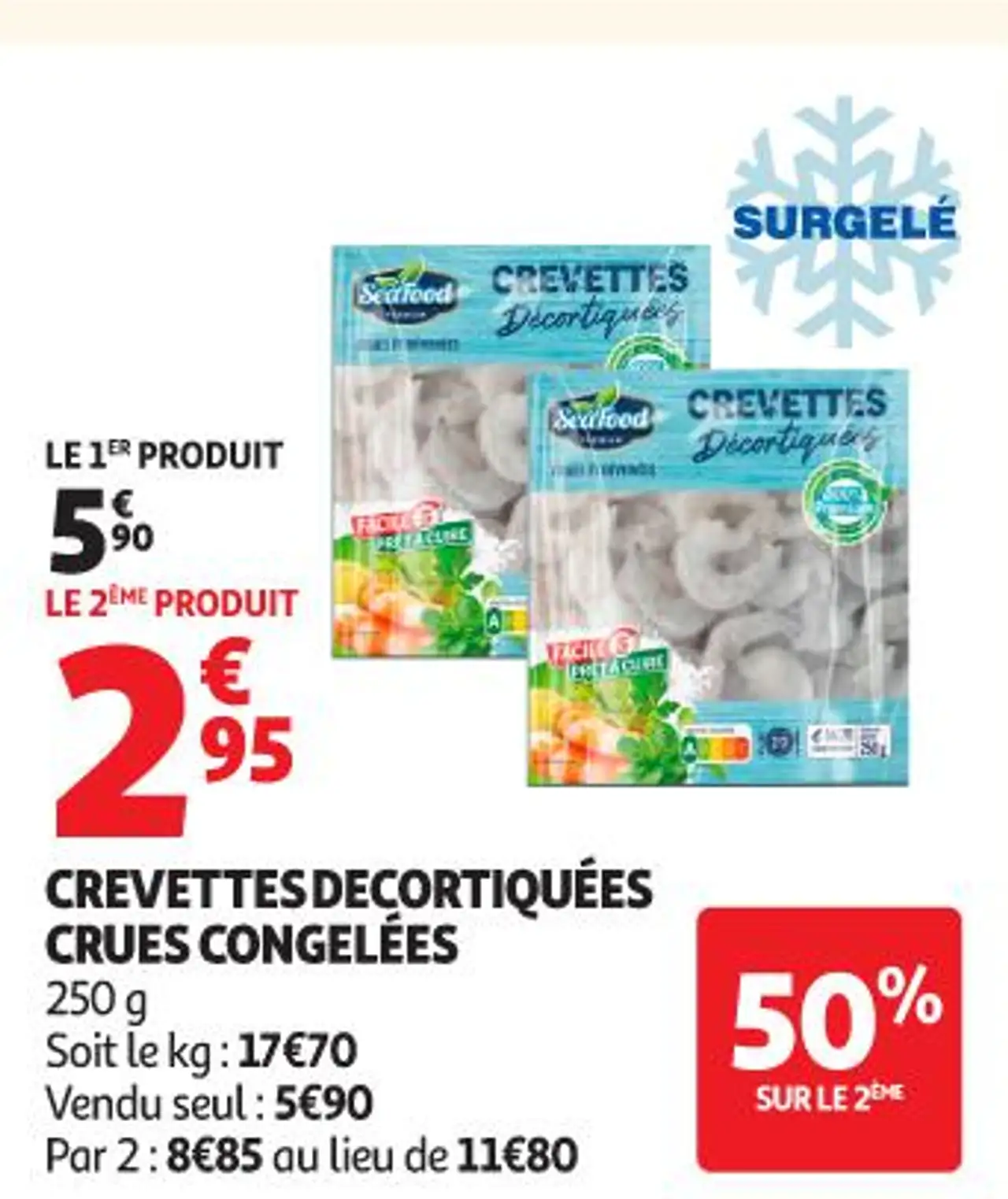 Crevettes décortiquées crues surgelées