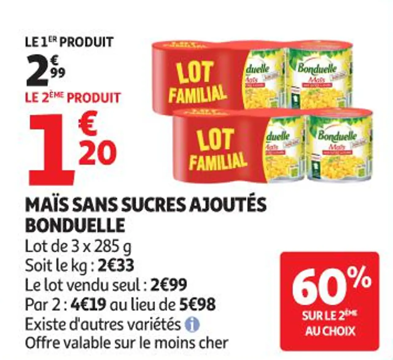 Maïs sans sucres ajoutés Bonduelle