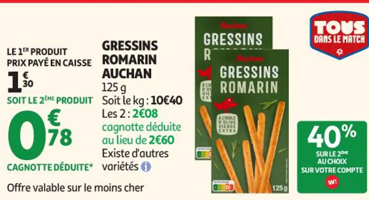 Gressins Romarin Auchan
