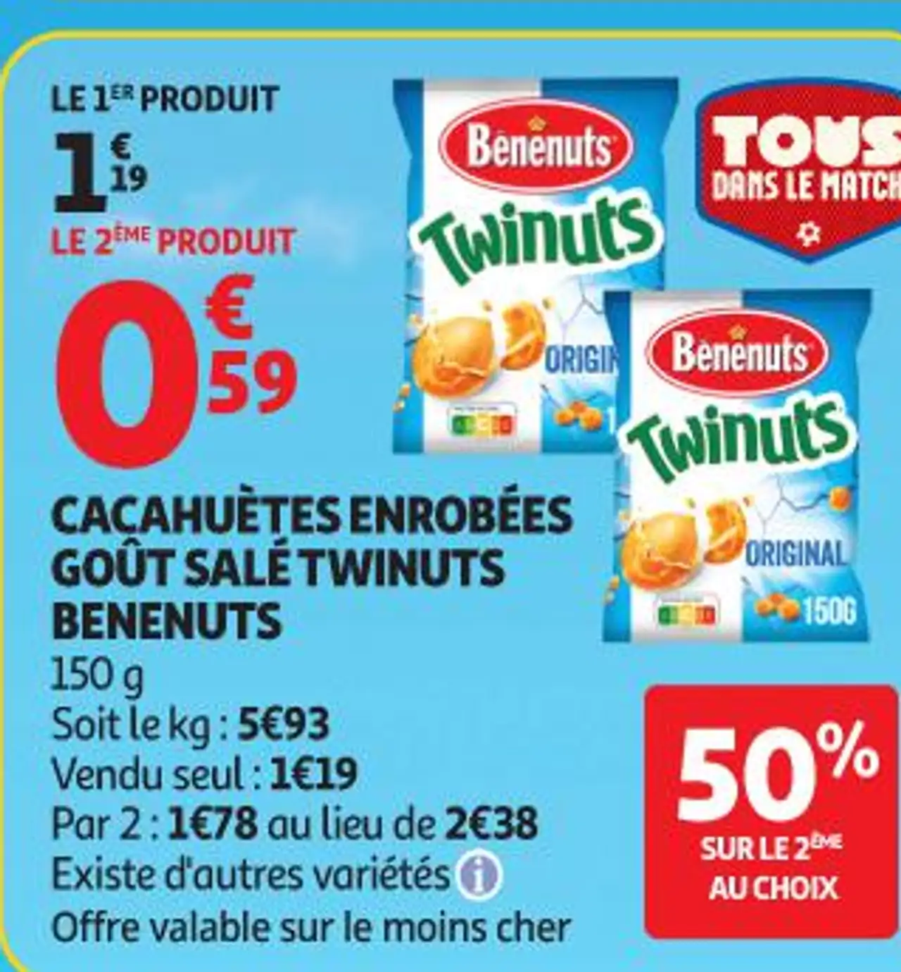 Cacahuètes enrobées goût salé Twinuts Benenuts