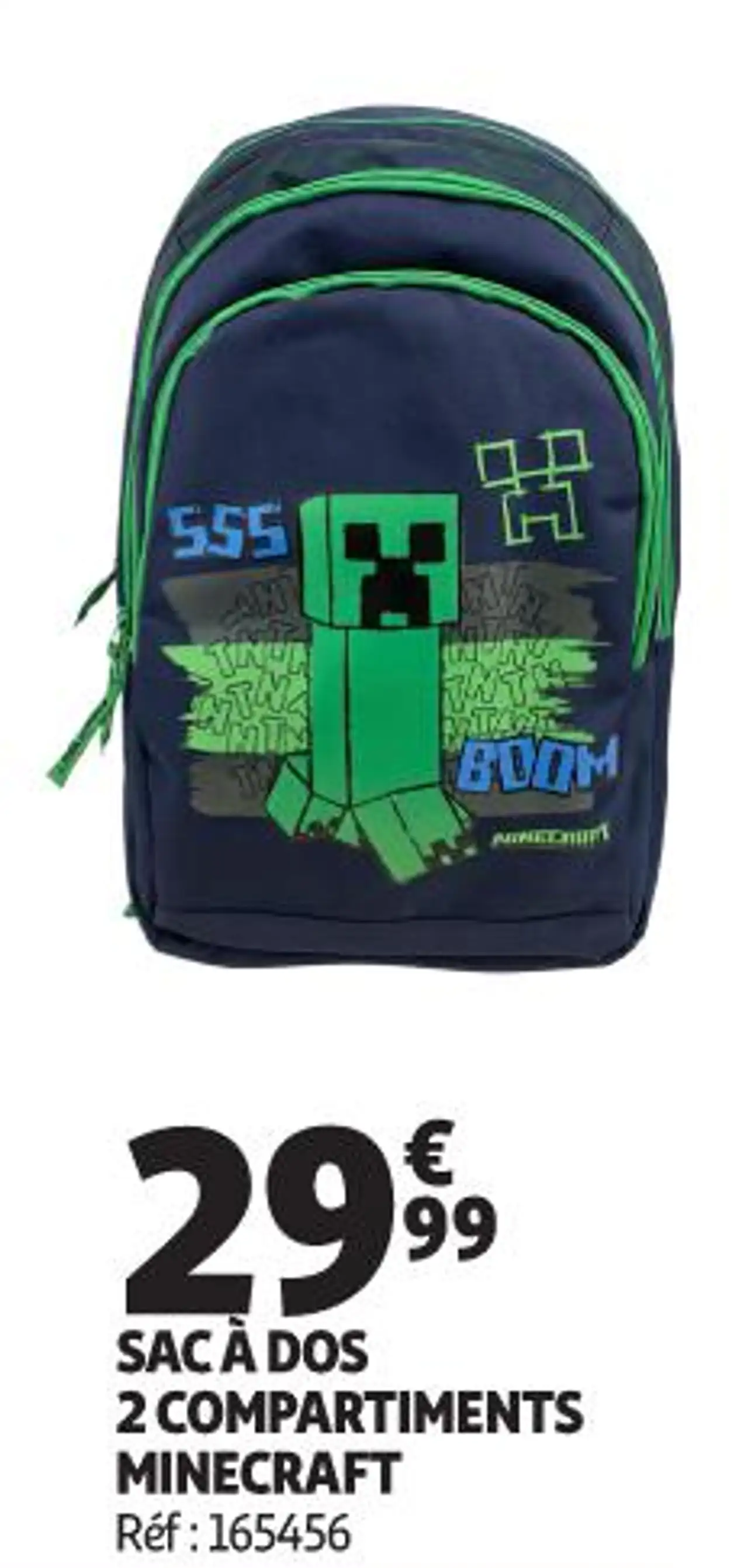 SAC À DOS 2 COMPARTIMENTS MINECRAFT