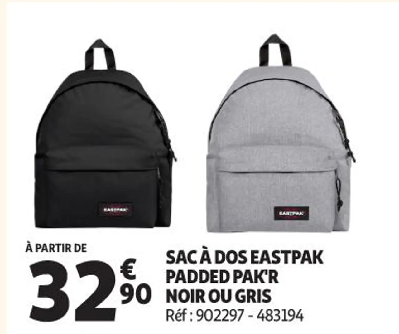 SAC À DOS EASTPAK PADDED PAK'R NOIR OU GRIS