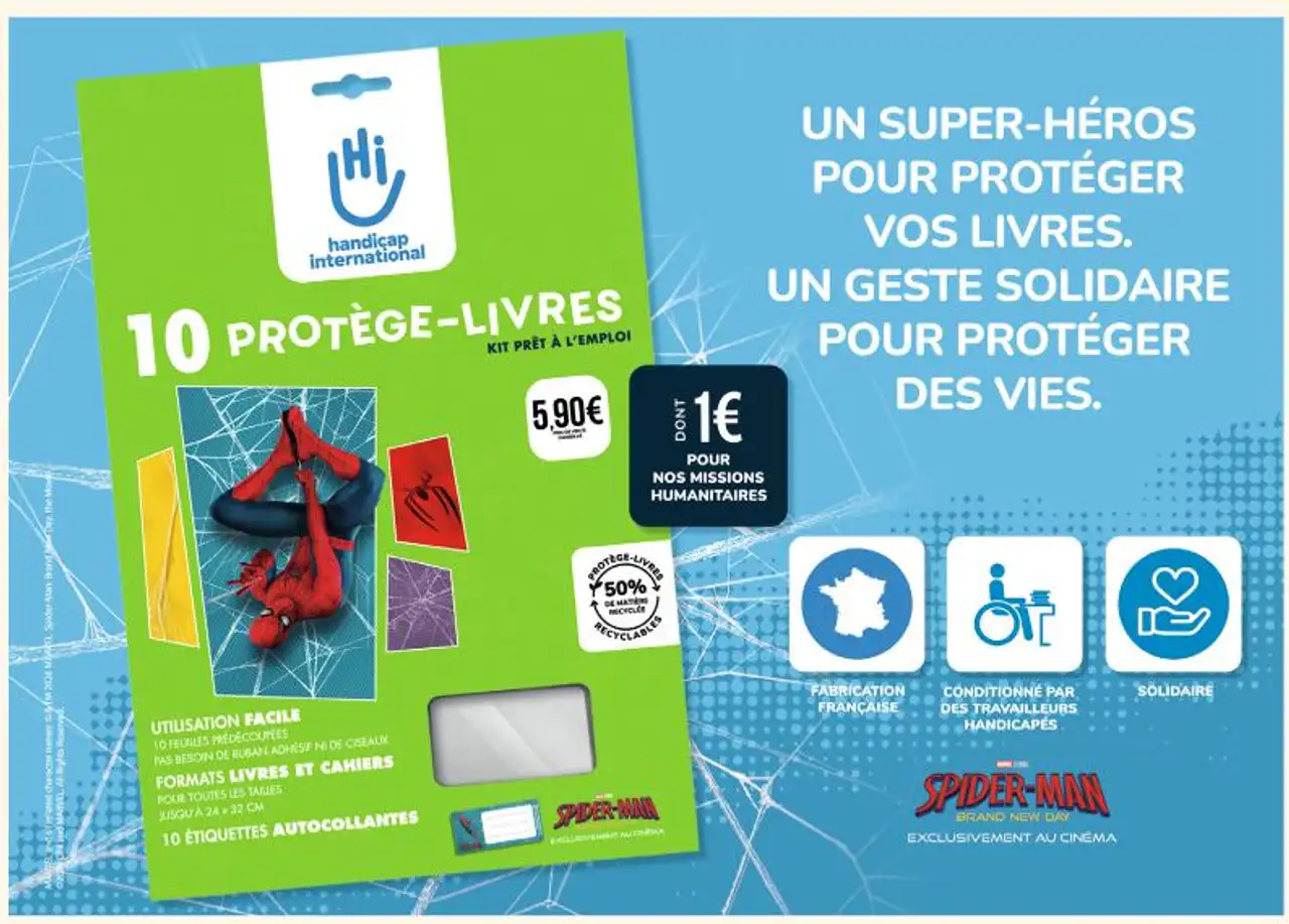 10 protège-livres Handicap International Spider-Man