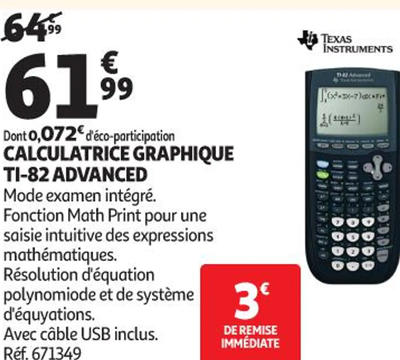 CALCULATRICE GRAPHIQUE TI-82 ADVANCED