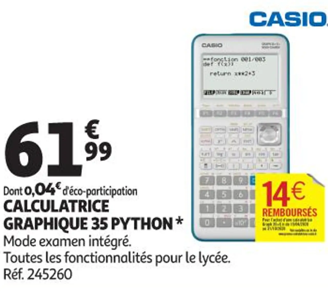 CALCULATRICE GRAPHIQUE 35 PYTHON CASIO