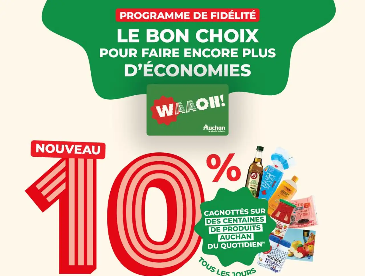 10% cagnottés sur des centaines de produits Auchan du quotidien