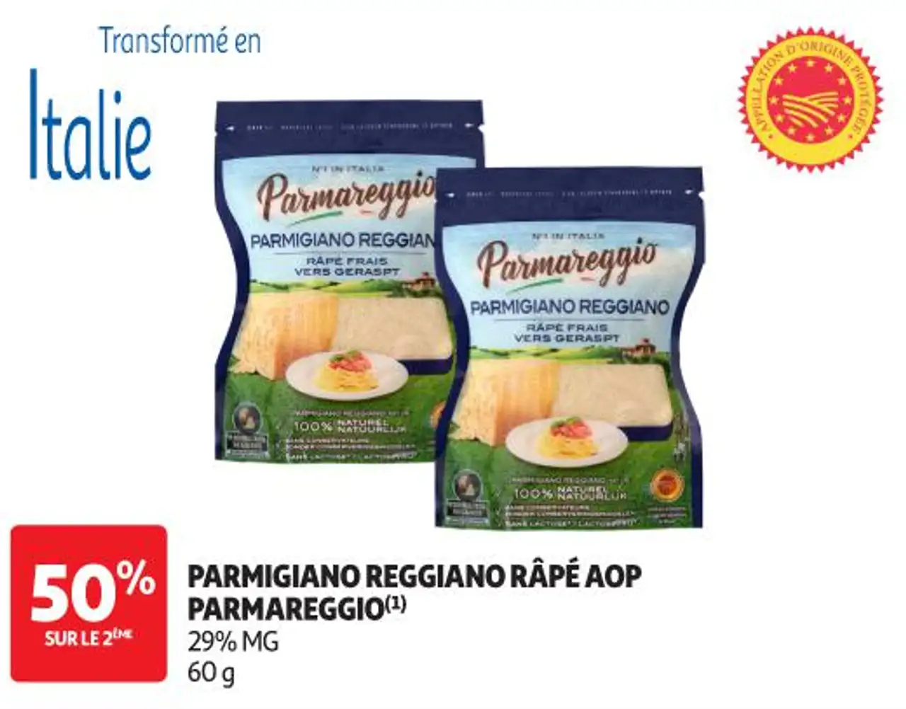 Parmigiano Reggiano râpé AOP Parmareggio