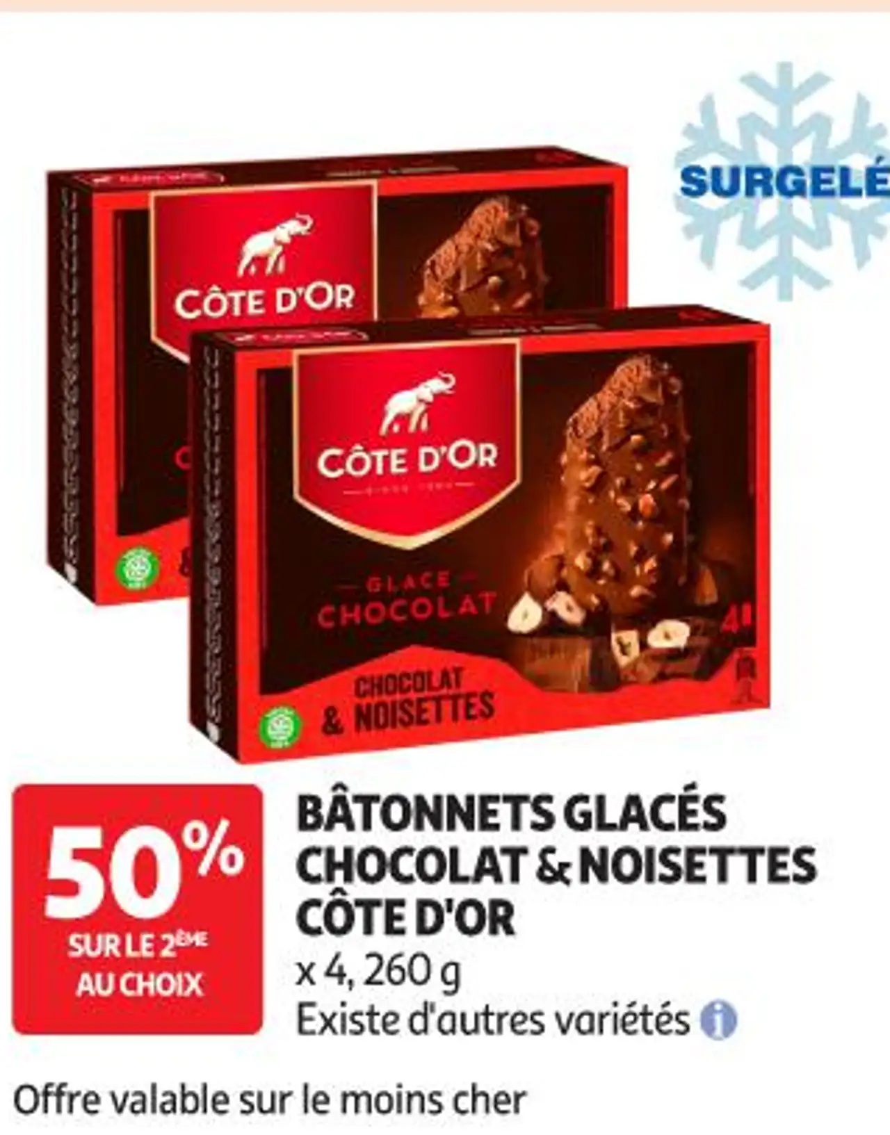 Bâtonnets glacés chocolat & noisettes Côte d'Or
