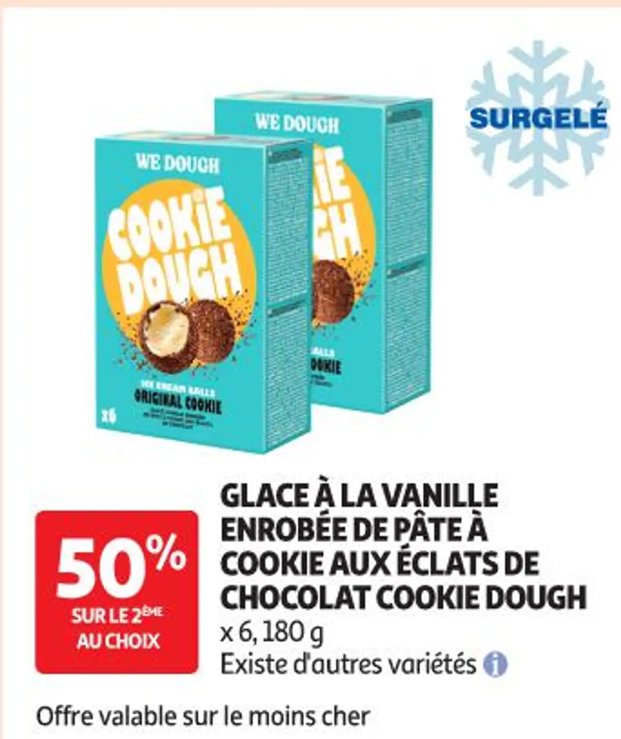 Glace à la vanille enrobée de pâte à cookie aux éclats de chocolat Cookie Dough