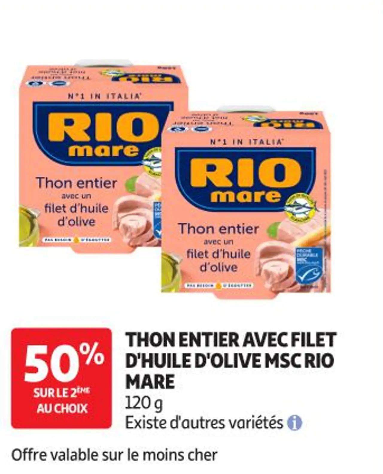 THON ENTIER AVEC FILET D'HUILE D'OLIVE MSC RIO MARE