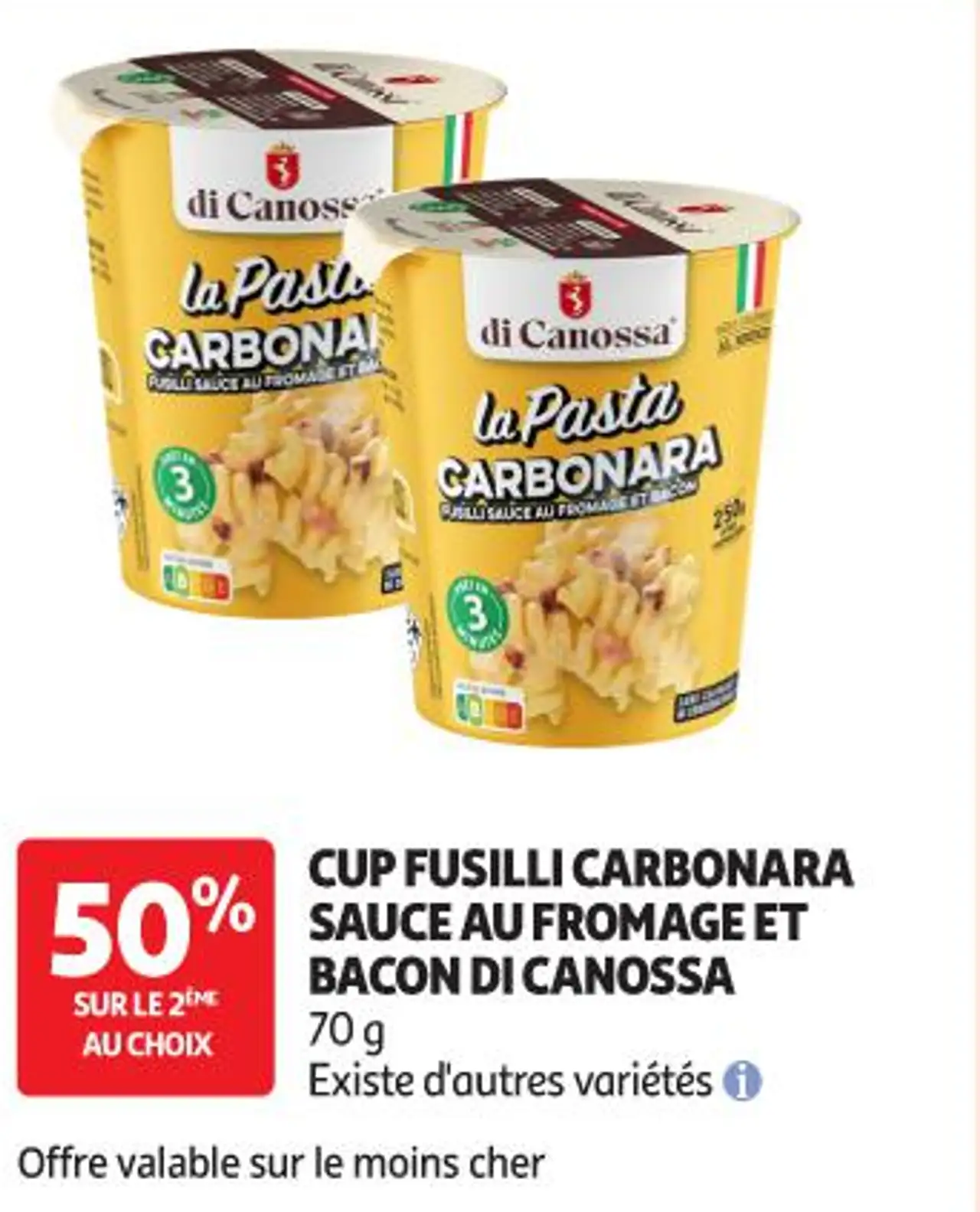 CUP FUSILLI CARBONARA SAUCE AU FROMAGE ET BACON DI CANOSSA