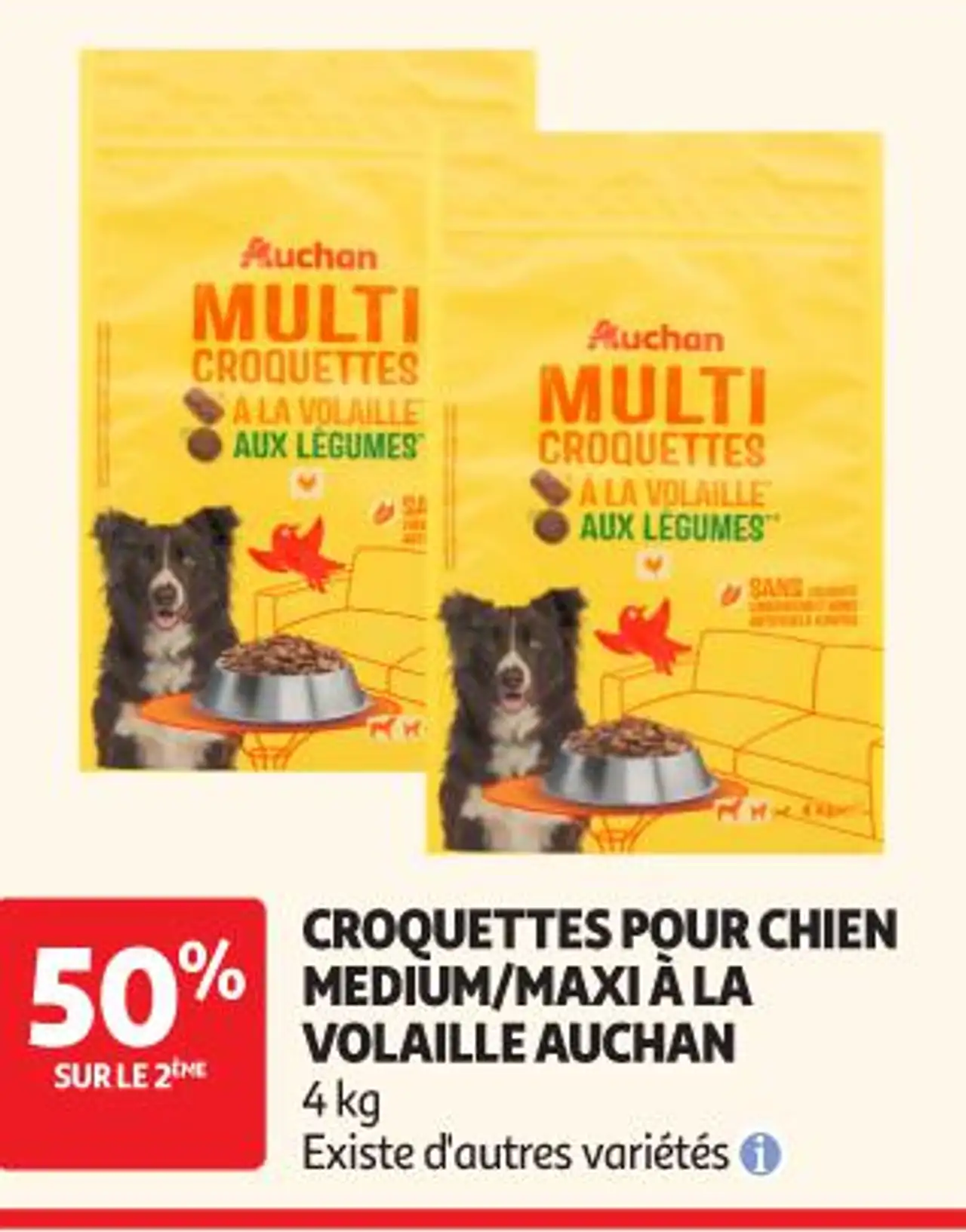 Croquettes pour chien Medium/Maxi à la volaille Auchan