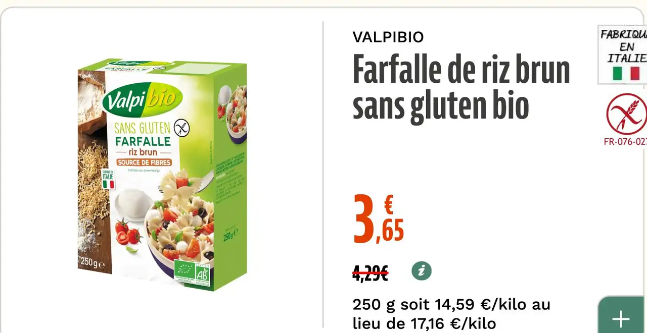 VALPIBIO Farfalle de riz brun sans gluten bio