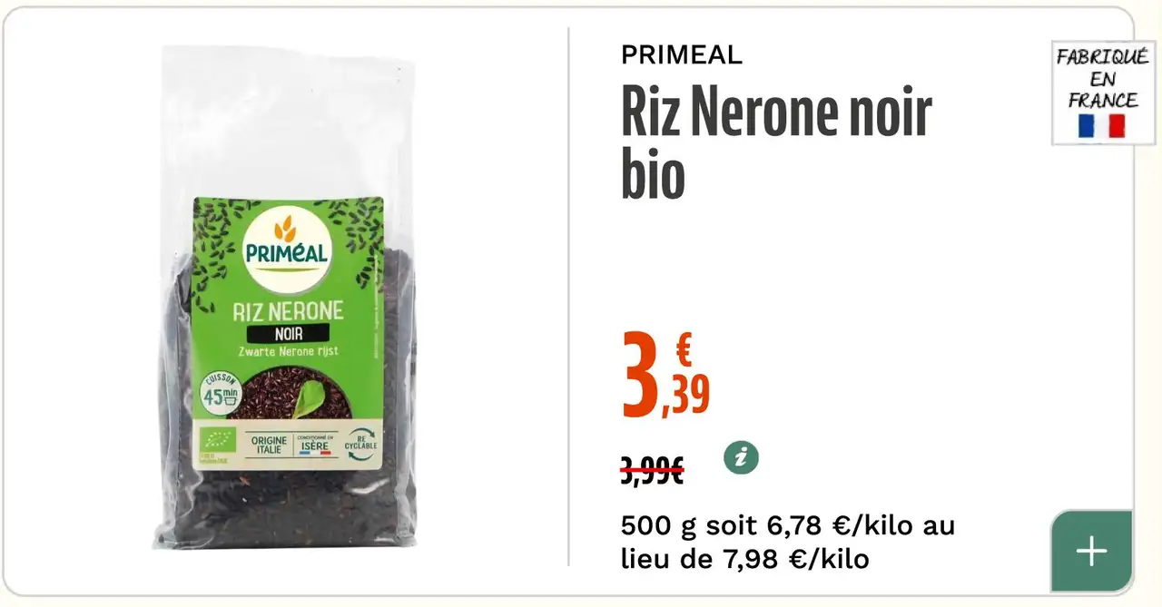 PRIMEAL Riz Nerone noir bio