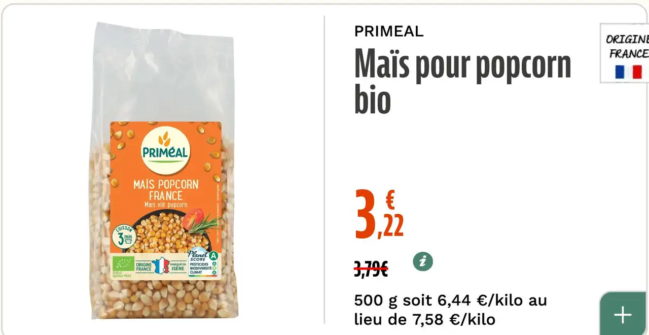 PRIMEAL Maïs pour popcorn bio