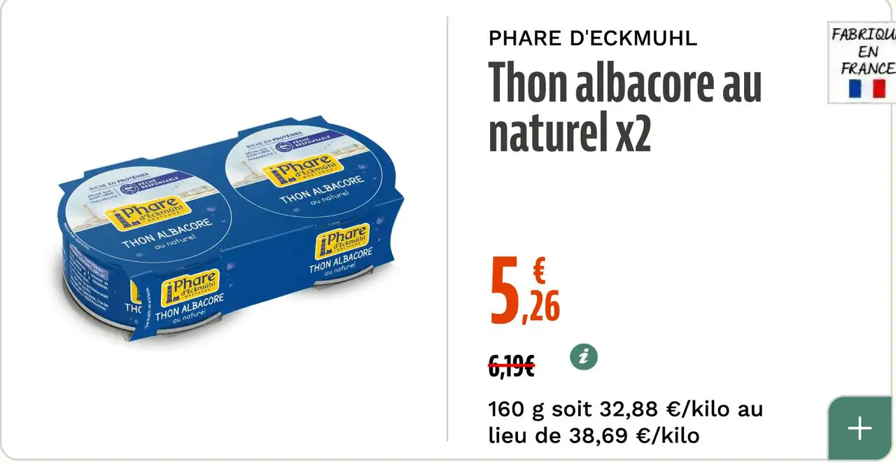 Phare d'Eckmühl Thon albacore au naturel x2