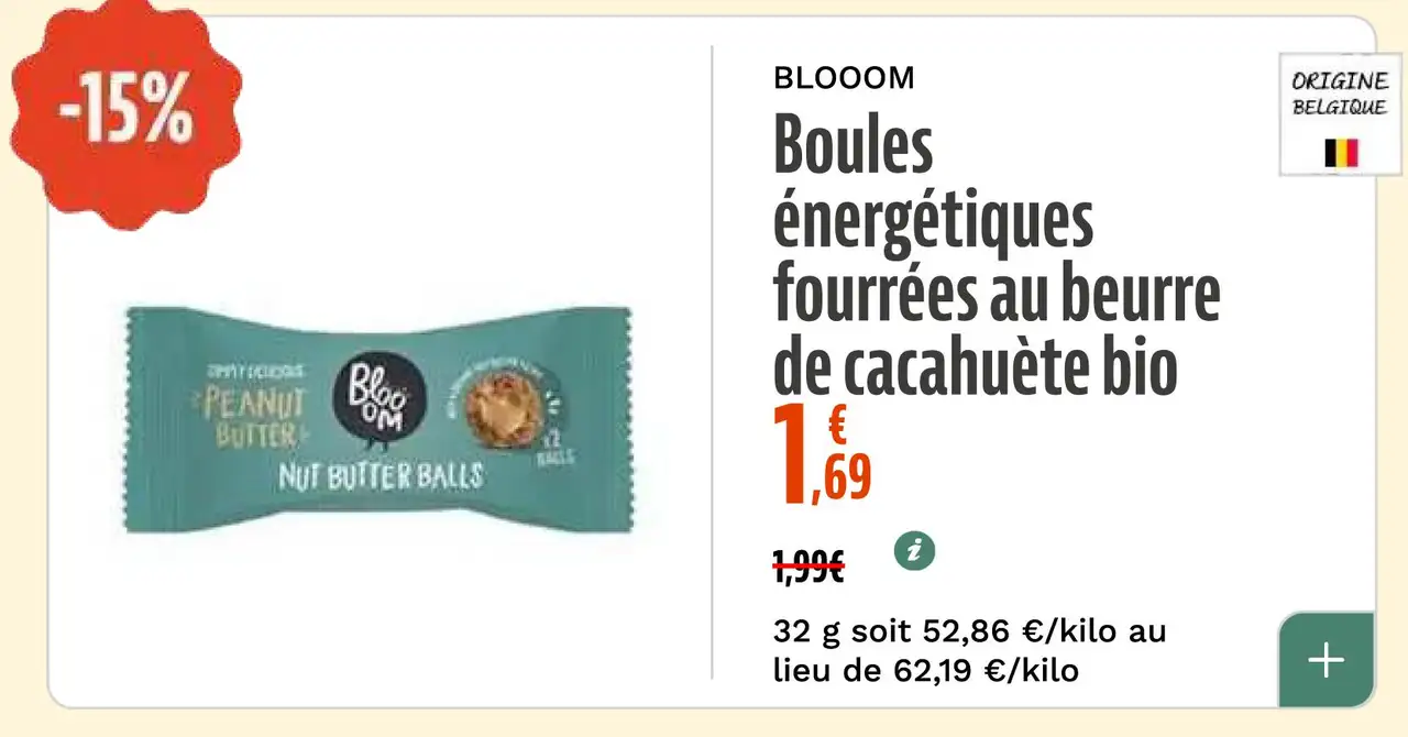 BLOOOM Boules énergétiques fourrées au beurre de cacahuète bio
