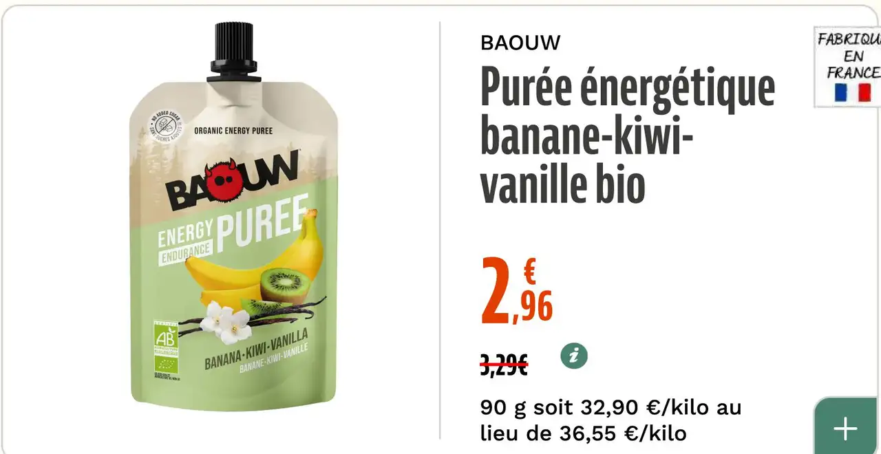 BAOUW Purée énergétique banane-kiwi-vanille bio