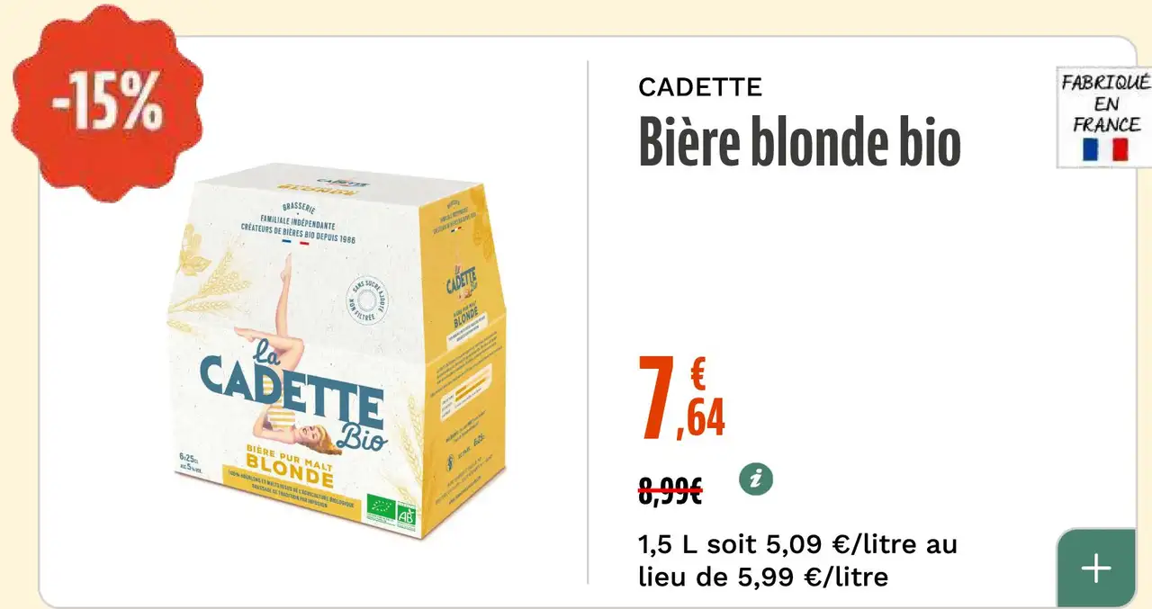CADETTE Bière blonde bio