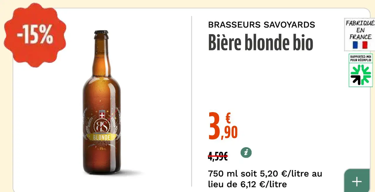 BRASSEURS SAVOYARDS Bière blonde bio