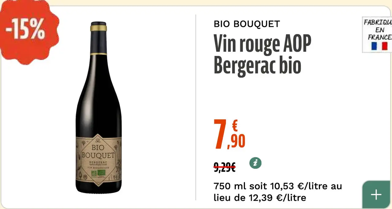 BIO BOUQUET Vin rouge AOP Bergerac bio