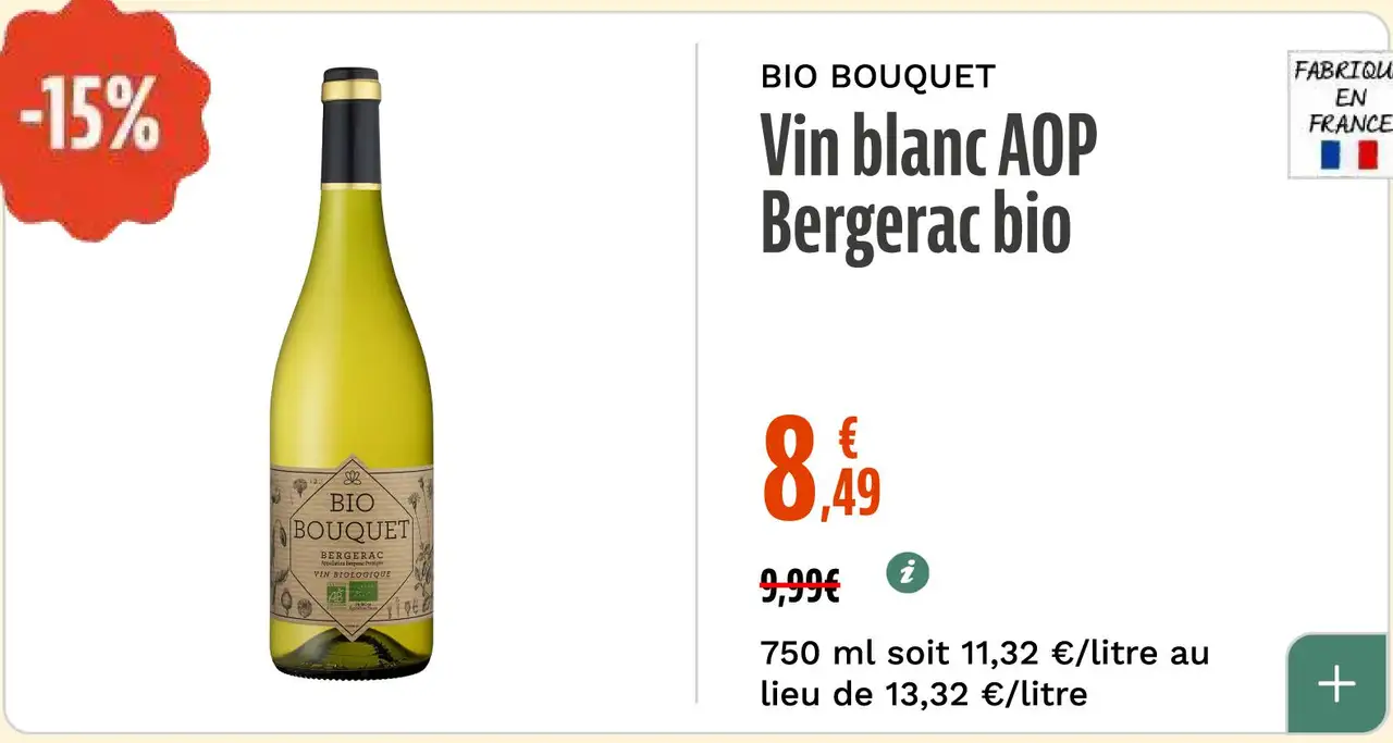 BIO BOUQUET Vin blanc AOP Bergerac bio