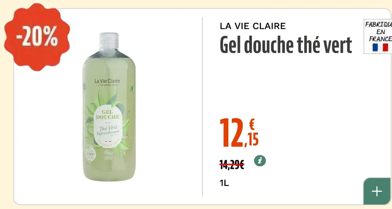 LA VIE CLAIRE Gel douche thé vert