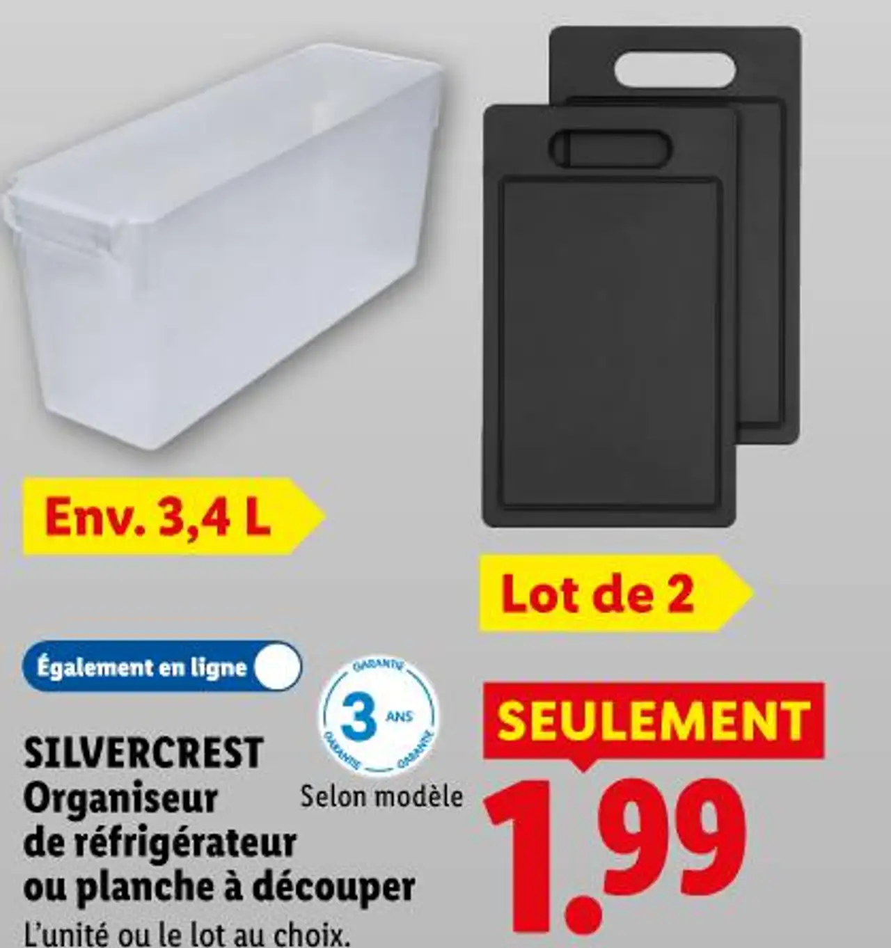 SILVERCREST Organiseur de réfrigérateur ou planche à découper