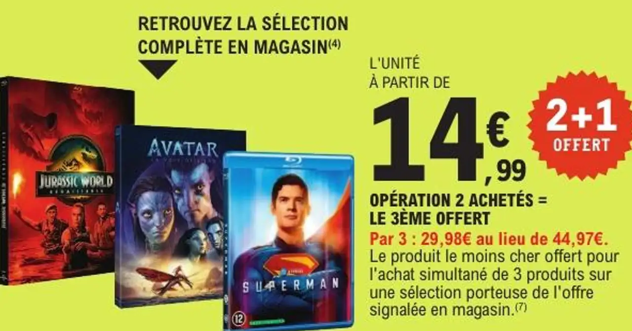 Sélection DVD/Blu-ray (Avatar, Jurassic World, Superman)